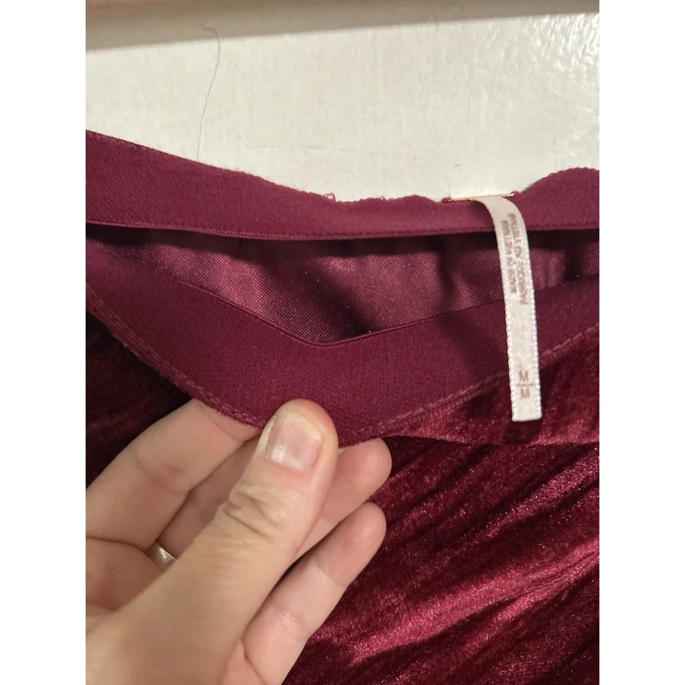Free People Velvet Maxi Skirt - Fairytale - Red Maroon Cranberry Whimsigoth M